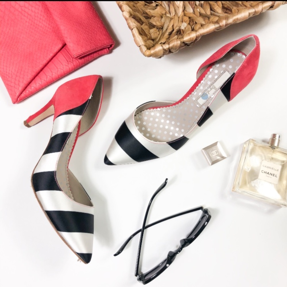 Boden Pointed Toe Heels Black White Coral